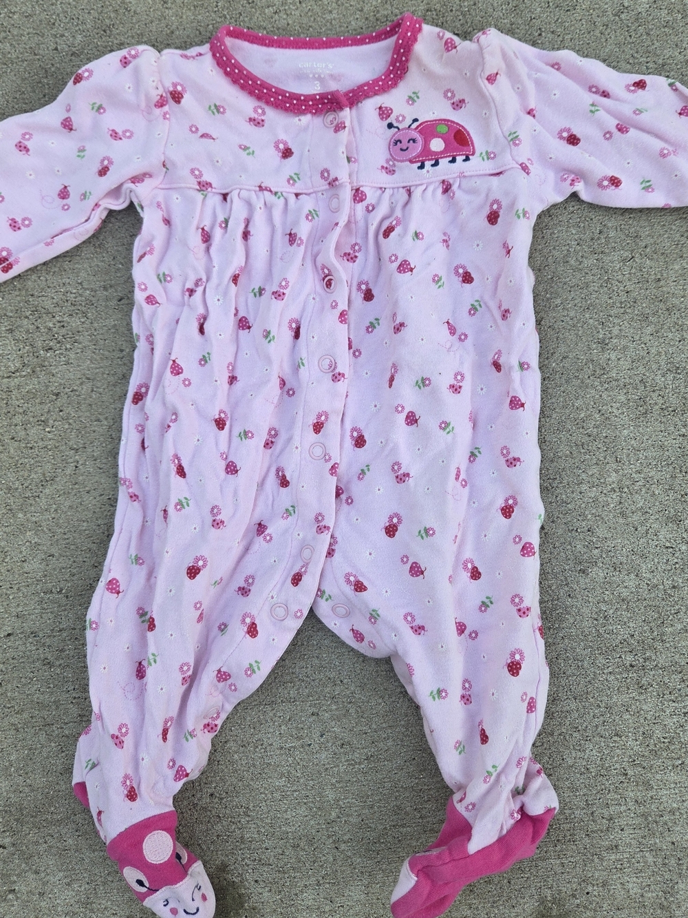 Carter's Pink Strawberry Print Footed One-Piece Pajamas for Kids